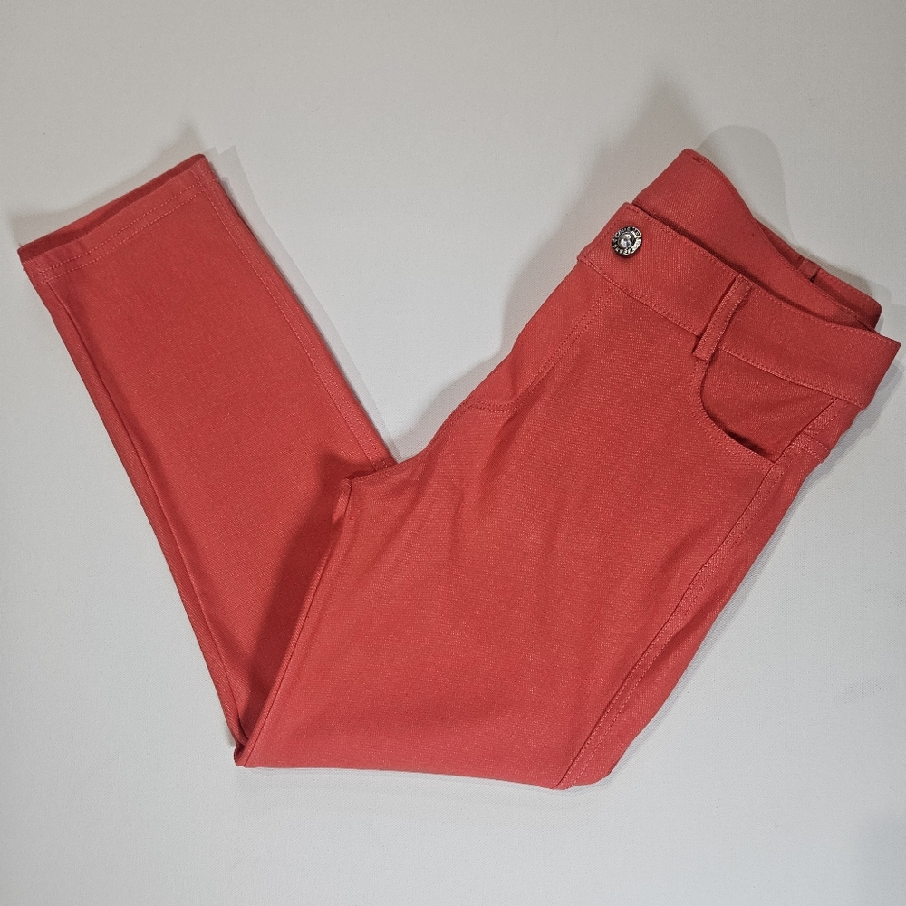 Yelete Womens Jeggings‎ Medium Coral Mid Rise Straight Leg Preppy Casual Denim
